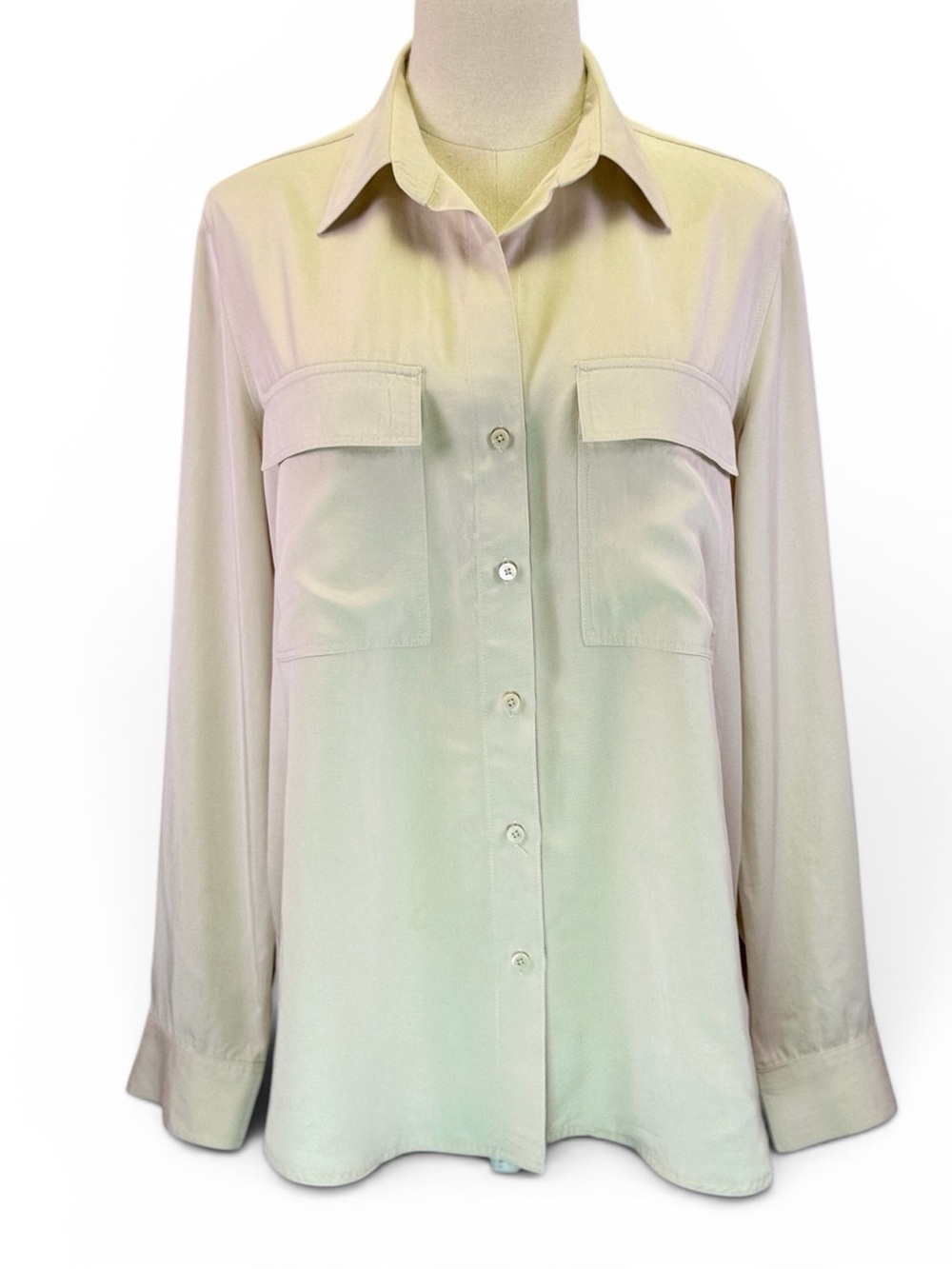 Babaton Aritzia Women’s Beige Button Up Utility‎ Minimalist Breezy Shirt Size S
